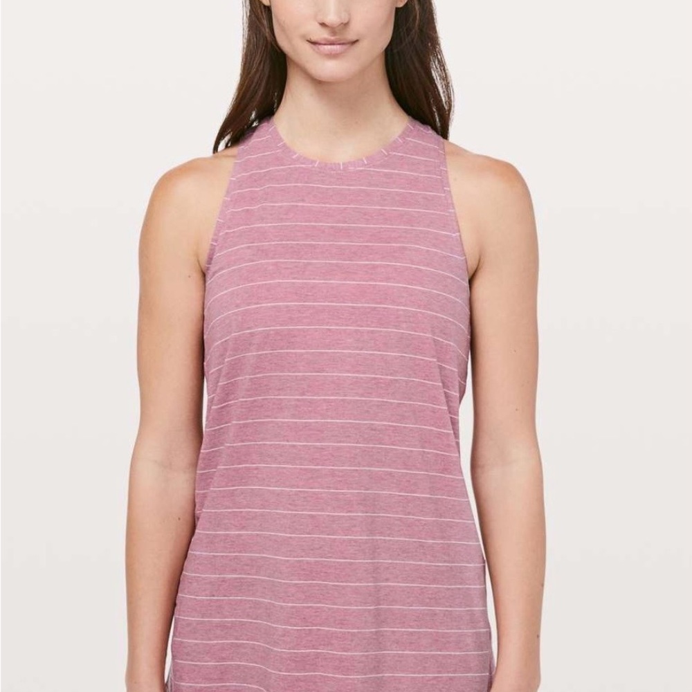 Lululemon All Tied Up Tank Top, Stripe Heathered So Merlot, Size 4